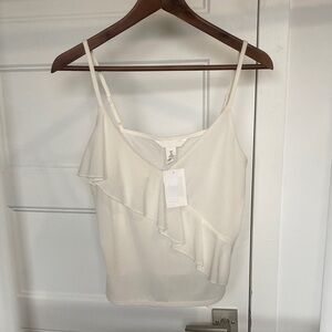 H&M Cream Ruffle V-Neck Spaghetti Strap Camisole